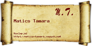 Matics Tamara névjegykártya